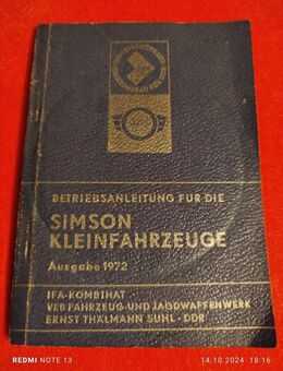 SIMSON KLEINFAHRZEUGE, Betriebsanleitung, Ausgabe 1972 - Jena