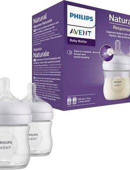 Philips AVENT Babyflasche Natural Response SCY900/02, 2 Stück, 125 ml, ab 0 Monaten