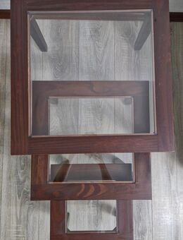 3er Set Beistelltische aus Holz mit Glasplatten - Bochum