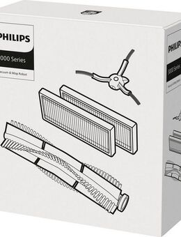 Philips Bodenwischer-Set XV1433/00 (Packung, 4-St), für Saugroboter XU3000/02, XU3110/02 mit 2x Filter, 1x Seitenbürsten