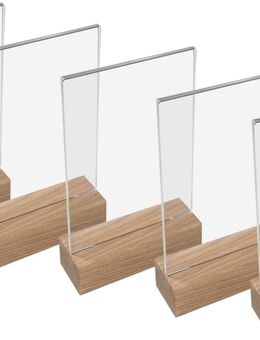 HMF 5x Acryl Tischaufsteller mit Holzfuß gerade DIN A6 #46940-5 - Birkenfeld (Baden-Württemberg)