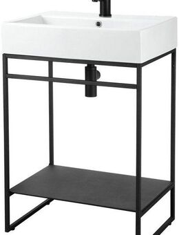 welltime Waschtisch Loft, Badmöbel, schwarz, mit Keramikwaschbecken, Breite 60cm