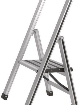 WENKO Trittleiter Modell Alu-Design, Klapptritt Leiter, rutschsichere XXL-Stufen, klappbar, bis 150 kg