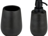 WENKO Badaccessoire-Set Modell Nerno, 2 tlg., Seifenspender und Zahnputzbecher aus hochwertiger Keramik