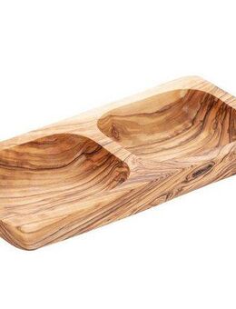 APS Servierschale OLIVE, Massivholz, jedes Stück ein Unikat, zwei getrennte Fächer