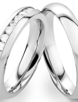 Schmale polierte Edelstahlringe E017 mit Zirkonias und Gravur - Aholming