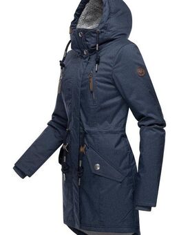 Ragwear Wintermantel Elsie Melange Wasserdichter Winterparka mit Kapuze und Teddyfleece