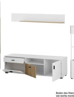 INOSIGN Wohnwand HUDSON, (Set, 4-St), mit moderner Rillenoptik, Griffe aus Metall (Schwarz), Breite 320 cm