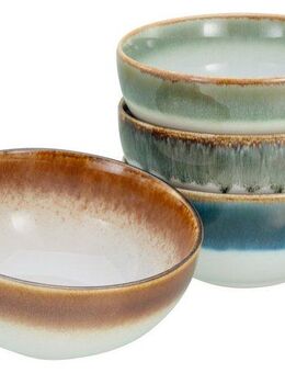 CreaTable Schale Cascade, Buddha Bowl 17,5 cm 4-tlg, Steinzeug, (Set, 4-tlg), Rekativglasur, Healthy Food