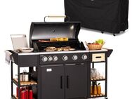 Klarstein Gasgrill Jersey Outdoor Kitchen, Kombi-Set, Set, Gas Grill Küche Smoker BBQ Edelstahl 5 Brenner Garten Mobil