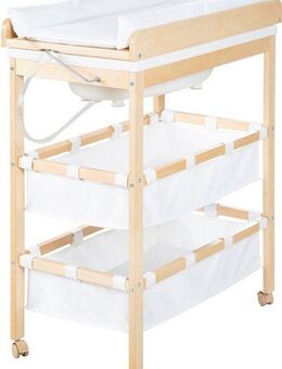 roba® Bade- und Wickelregal Baby Pool, natur, inkl. Wickelauflage weiß
