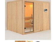 Karibu Sauna Gitte, BxTxH: 231 x 196 x 198 cm, 68 mm, (Set) 9-kW-Bio-Ofen mit externer Steuerung