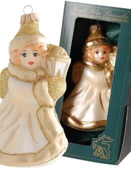 Krebs Glas Lauscha Christbaumschmuck Engel mit Laterne, Weihnachtsdeko, Christbaumschmuck (1-tlg), mundgeblasen