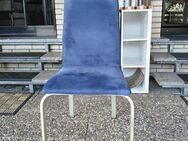 Esszimmerstühle 4 Stück - Hochlehner - blauer Sitz, Metallgestell - Sonsbeck