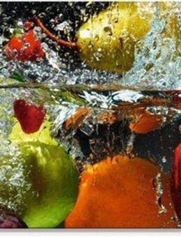 Artland Glasbild Spritzendes Obst auf dem Wasser, Lebensmittel (1 St), in verschiedenen Größen
