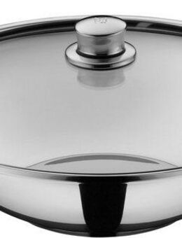 WMF Wok Party Taiwan Wokpfanne Induktion, Cromargan® Edelstahl Rostfrei 18/10 (Set, 3-tlg), Wok mit Deckel und Ablagegitter, für alle Herdarten geeignet
