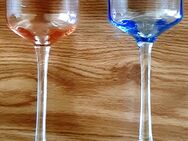 2 Weingläser, rose & blau - Leipzig Alt-West
