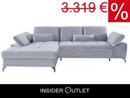 Ecksofa ❤ 301x176cm Samt Grau Schlaffunktion Bettkasten Federkern - Köln