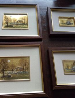 4 schöne Kunst Lithographien auf Goldfolie - Essen