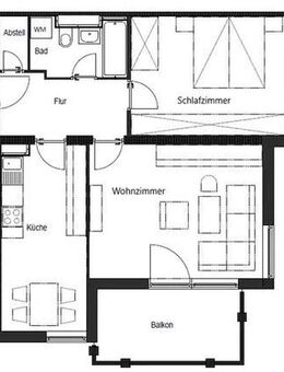 Helle 2-Zimmer Wohnung mit Balkon in Pforzheim Weststadt - Pforzheim