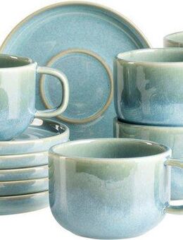 MÄSER Tasse Kaffeetassen-Set Cordelia, aus Steinzeug, 12-tlg., Steinzeug, 12er Set, bestehend aus 6 Tassen und 6 Untertassen