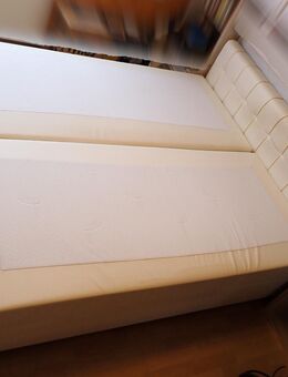 Boxspringbett, 200 x 180 x 52, mit Kopfteil, Kunstleder, cremeweiß - Hoyerswerda