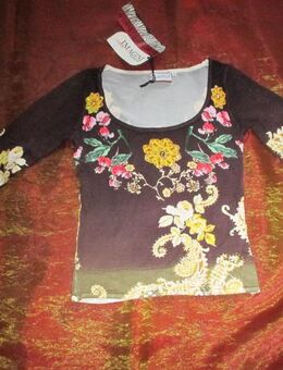 NEU mit ETIKETT * Glitzer * Kristalle * Stäbchen * Blüten * Flower- Power- Style * Feinstrick Pullover "IMAGINI sempre" Gr. 40- 42/ M, braun- bunt * - Riedlingen