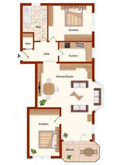 Helle, gut geschnittene ca. 86 m² große 3-Zimmerwohnung mit Balkon und zwei Tiefgaragenstellplätz - Baden-Baden