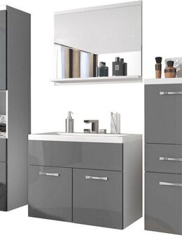 welltime Badmöbel-Set ELDA, (Komplett-Set, 5-St), Waschtisch inkl. Waschbecken, Hochschrank, Badschrank und Spiegel