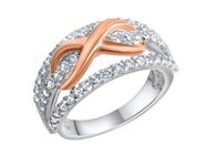 Zeeme Fingerring Silber 925 zweifarbig mit Unendlichkeits-Motiv