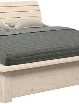 OTTO home Massivholzbett Antri, Futonbett, ergonomisch geformtes Kopfteil, stilvolles Design, Rahmen zur Ablage von Smartphone, mit Lattenrost, Bettkasten optional