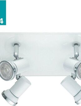 EGLO Deckenspot TAMARA 1 Deckenstrahler, Stahl und Glas, GU10, IP44, Badezimmerlampe, Leuchtmittel wechselbar, Warmweiß, Spot, L24 x B26 cm, weiß, chrom, 4X2,8W inkl.