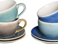 CreaTable Cappuccinotasse Caldera Mix, Cappuccino-Set, 8-tlg., Steinzeug, Reaktivglasur