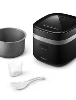 Philips Reiskocher Mini 3000 Series, für 1-3 Personen, mit 8 voreingestellten Programmen, 400 W, 0,54 l ungekochter Reis, Fast Cook-Modus u. Antihaft-Beschichtung