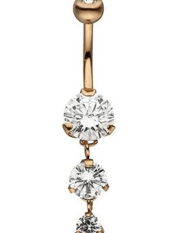 JOBO Bauchnabelpiercing, Edelstahl roségoldfarben 4 Zirkonia