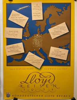 Altes Orig Schiffahrt Plakat 1938 Norddeutscher LLoyd Bremen Ti - Köln