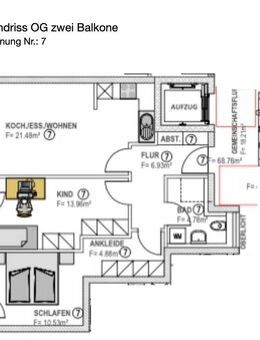 3 ZKB Wohnung Nr.: 7 im OG, 86199 Augsburg Ortsteil Inningen - Augsburg