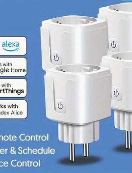 WLAN-Smart-Plug mit Energieüberwachung – 4er-Pack mit Sprachsteuerung, Fernbedienung, Timer & Zeitplan – Kompatibel mit Alexa & Google - Wuppertal