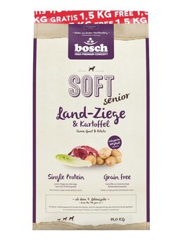 1,5 kg gratis! 14 kg bosch getreidefreis Trockenfutter - Soft Ziege & Kartoffel