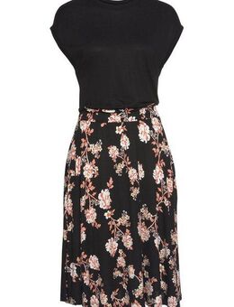 LASCANA Jerseykleid mit Paperbag-Bund und bedrucktem Rock, kurzärmliges Sommerkleid