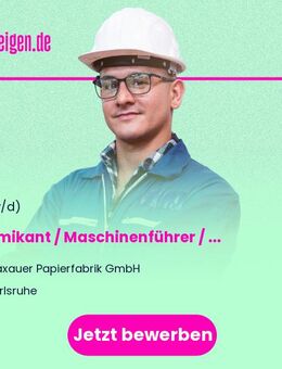 Chemikant / Maschinenführer / Anlagenführer / Mitarbeiter Produktion (w/m/d) - Karlsruhe