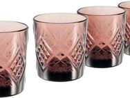 CreaTable Whiskyglas Trinkglas Eugene, Glas, Gläser Set, dekorative Struktur, Trendfarbe violett, 300 ml, 4-teilig