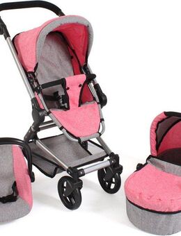CHIC2000 Kombi-Puppenwagen Fides 3in1, Melange Pink, mit Babywanne, Sportsitz und Autositz