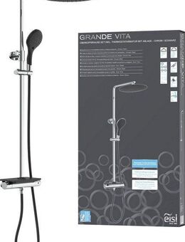 Eisl Brausegarnitur Grande Vita, Höhe 101 cm, Duschsystem mit Thermostat und Ablage, Regendusche mit Wandhalterung