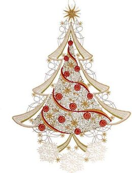 W. Reuter & Sohn - Plauener Spitze® Fensterbild Weihnachtsbaum, Made in Germany