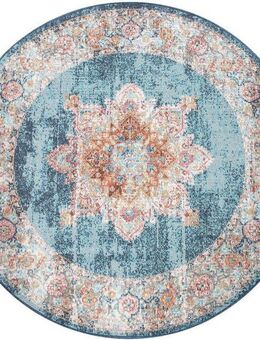 Paco Home Teppich Torres 275, rund, Höhe: 8 mm, Kurzflor, Orient-Optik, Vintage Design, In- und Outdoor geeignet