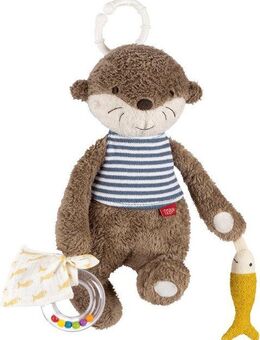 Fehn Greifspielzeug Otter Theo, Activity-Otter, zur Befestigung an Kinderwagen, Babyschale oder Bett