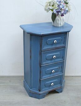 Alte Kommode schmal 4 Schubladen in Shabby Blau, Vintage - Sinzig
