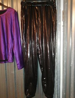 Kunstleder Oberteil Lack LackJogging Hose Spiegelglanz knarschig Gr. M - Panketal