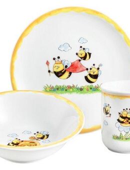 Seltmann Weiden Kindergeschirr-Set Compact Fleißige Bienchen (3-tlg), 1 Personen, Porzellan, Teller, Schüssel, Becher, Made in Germany, 3 Teile, für 1 Person